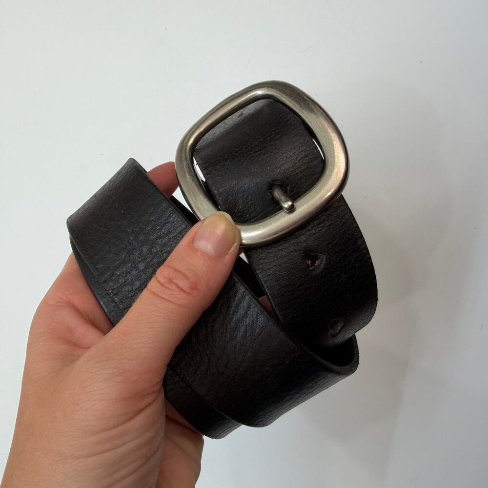 Vintage Y2K 2000s American Eagle Black Leather Belt Small